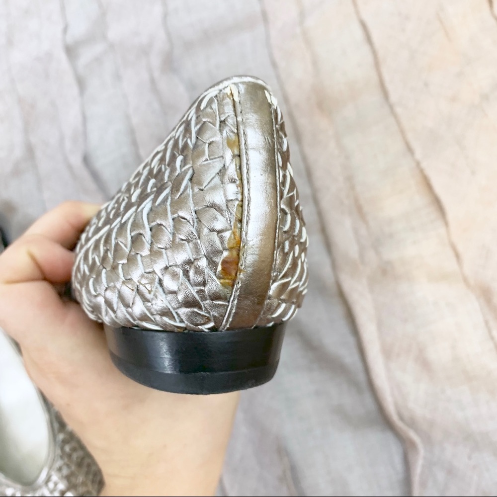 Marc Fisher Taanya Silver Metallic Woven Flats 7M - Picture 5 of 7